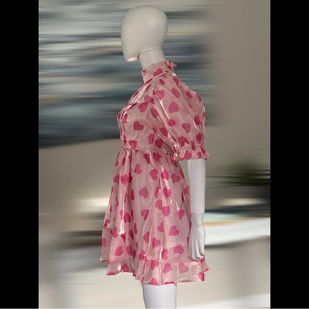 Peach Love California Pink Heart Sheer Mini Dress - Picture 9 of 13